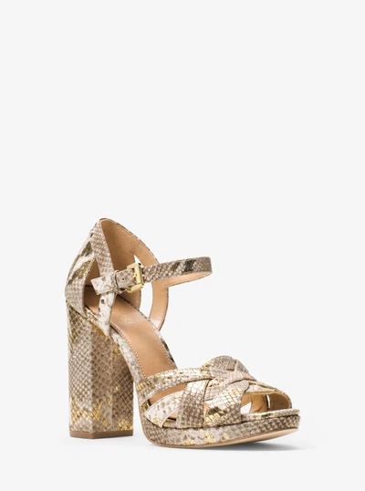 michael kors annaliese gold|Women's Annaliese Sandal In Natural/ Gold Leather .